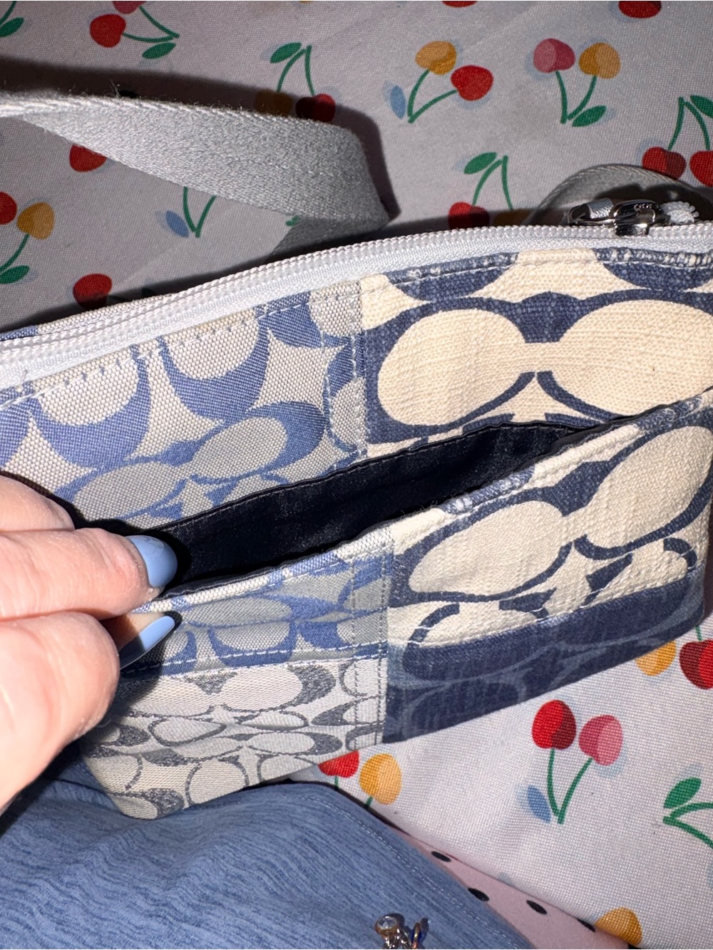 Coach Poppy Signature Denim Patchwork Leather Crossbody Shoulder Bag EUC!! - Picture 6 of 10